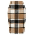 thumbnail image 2 of Women's High Waist Plaid Pencil Skirt Bodycon Fit Knee Length Office Wear Skirt Khaki XL, 2 of 5