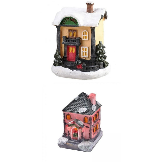 2 estatuas de casa iluminadas en miniatura para decorar el escritorio de tu casa en vacaciones. EstiloD