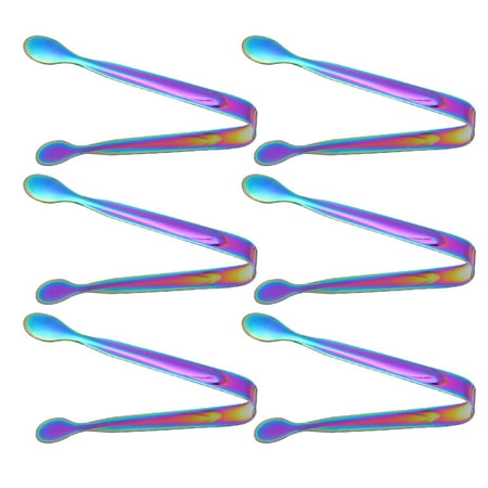 

6pcs Ice Tongs Stainless Steel Practical Food Cookie Clamp for Home Store Bar (Colorful)