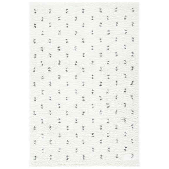 SAFAVIEH Berber Caymen Polka Dot Shag Area Rug, Beige/Grey, 5'5" x 7'7"