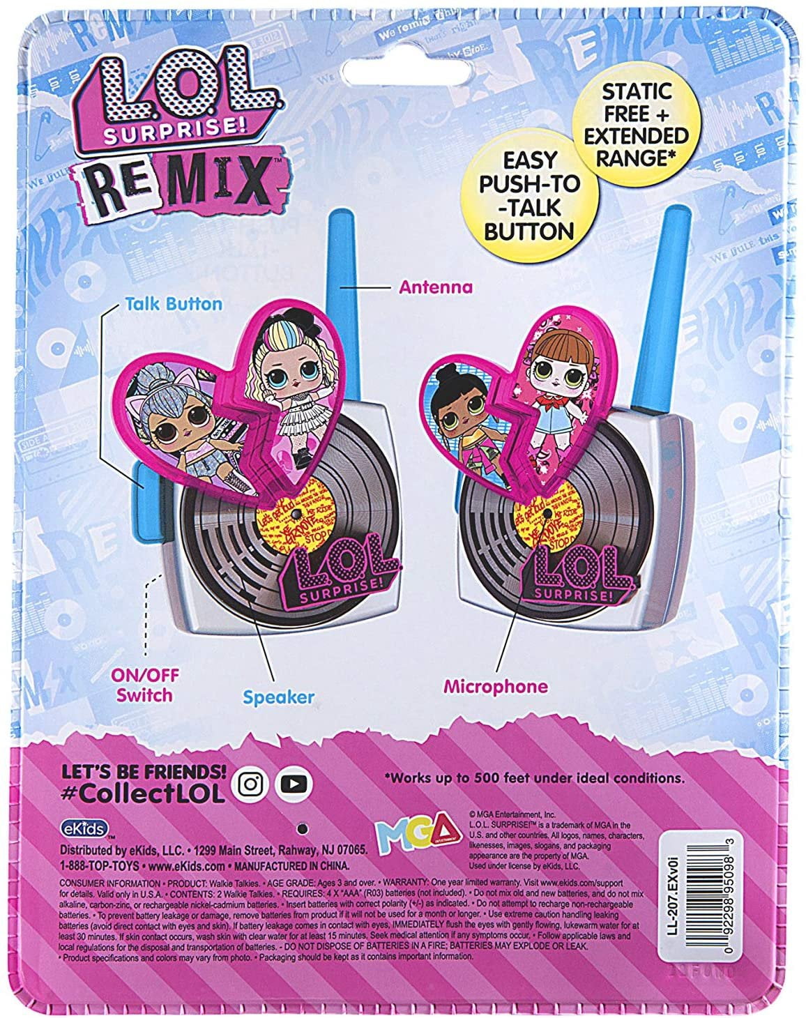 LOL Surprise Remix OMG Walkie Talkies for Kids, Long Range Static Free, Toy Phones
