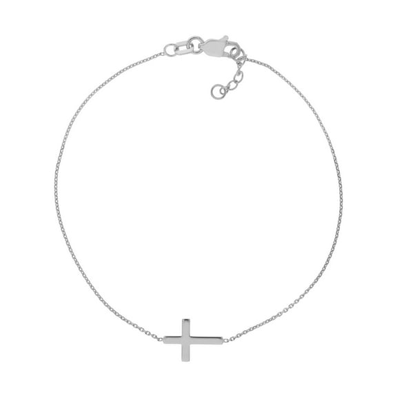 SZUL Women's 14K Solid White Gold Cross Bracelet