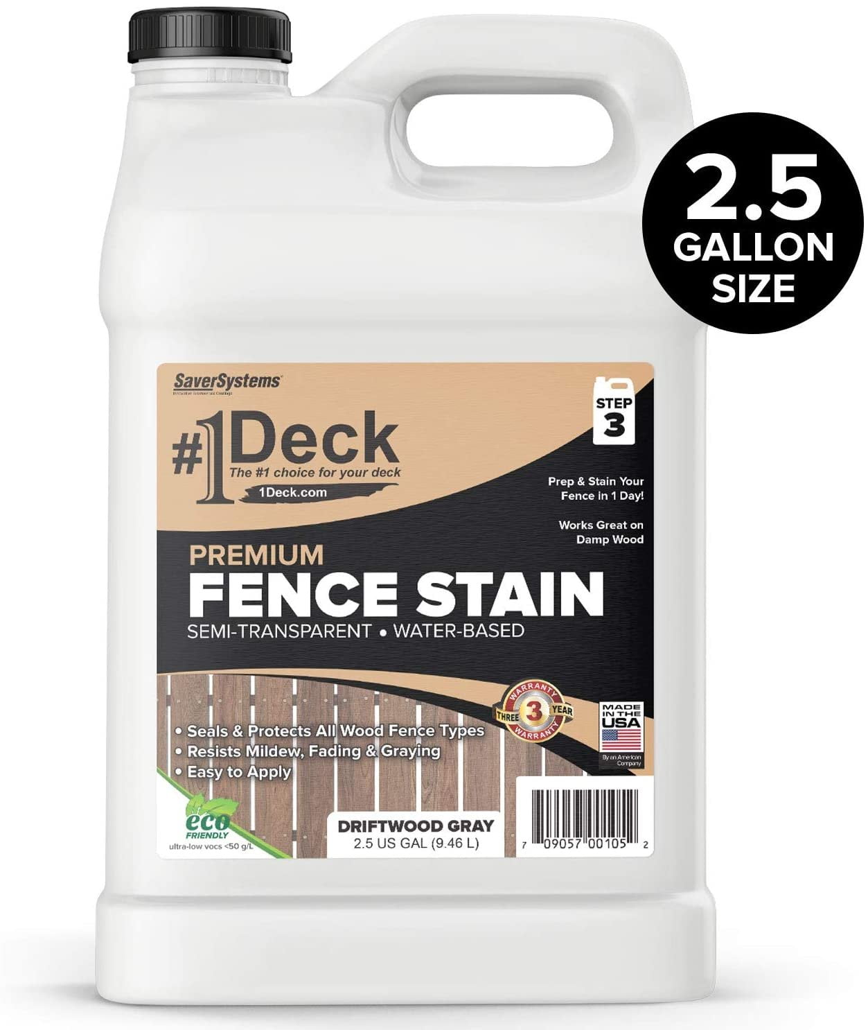 1 Deck Premium Wood Fence Stain and Sealer SemiTransparent Fence