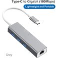 thumbnail image 3 of KOMI Adaptateur Répartiteur 4-en-1 USB-C vers Ethernet, Convertisseur de Réseau Type-C vers RJ45 Gigabit avec Concentrateur USB 3.0 3 Ports Compatible avec Console Switch, MacBook Air, iPad Pro, Surface Pro (4-en-1), 3 of 5