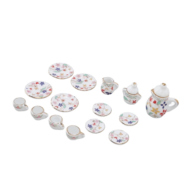 Juego De Tazas De Té En Miniatura, Juego De Té De Casa De Muñecas Vívido Realista, Accesorios De Modelo De Porcelana De Simulación Para Accesorios De Casa De Muñecas ANGGREK No