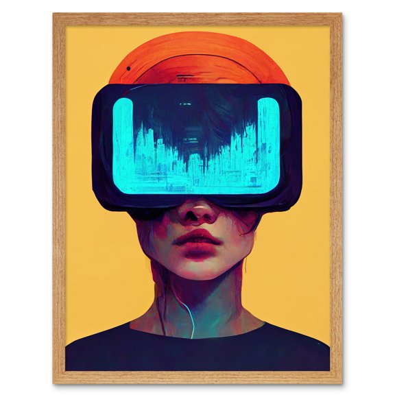 Funky Virtual Reality Gamer Kids Art Print Framed Poster Wall Decor 12x16 inch
