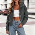 thumbnail image 5 of uublik Faux Suede Jackets Women Gray Long Sleeve Casual Zip Up Coat Trendy Fall Clothes, 5 of 7
