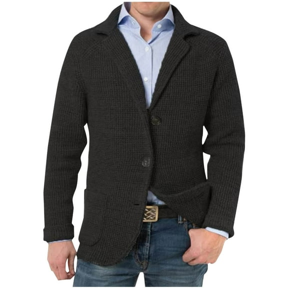 Tawop Mens Jacket Blazers Long Sleeve Hoodless Pockets Casual Corduroy Solid Mens Clothing,Black,2XL