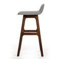 thumbnail image 4 of Noble House Brookes Mid-Century Modern Upholstered Barstools (Set of 2), Light Gray and Natural Walnut, 4 of 8