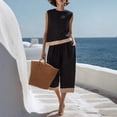 thumbnail image 2 of DHFJKG Linen Sets For Women 2 Piece Summer Outfit Sleeveless Color Block Loose Fit Tank Top And Capri Pants Set Beach Vacation Outfits, 2 of 4