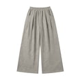thumbnail image 7 of Costeam Womens Pleated Wide Leg Sweatpants Elastic Gathered Waist Side Pockets Soft Heather Knit Draped Loose Straight Solid Color Casual Everyday Trousers, 7 of 7