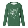 thumbnail image 4 of Spring Tops for Women Graphic Womens Sweatshirts Plus Size Womens Casual Long Sleeved Round Neck Hooded Graphic Shoulder Sweatshirt Green S, 4 of 4