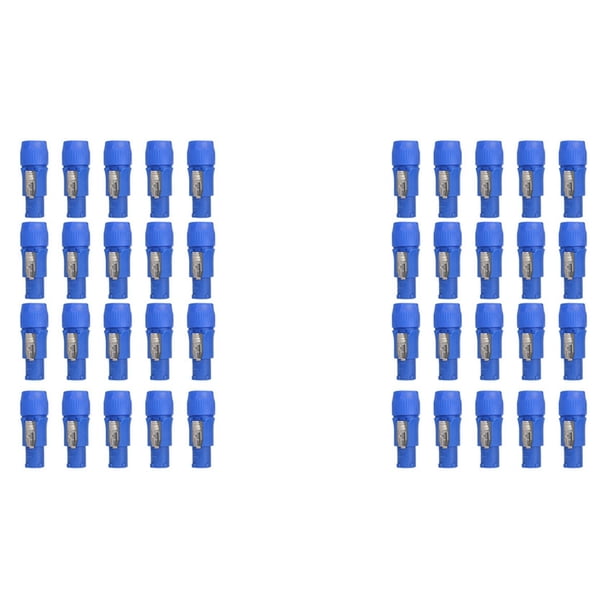 40 Piezas Conector Powercon de CA de 3 Enchufe Macho NAC3FCA NAC3FCB Cable de CA 20A 250V Adaptador de Enchufe de Alimentación para Luz de Escenario (A)
