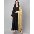 thumbnail image 3 of Janasya Indian Women's Black Georgette Solid Kurta with Dupatta, 3 of 9