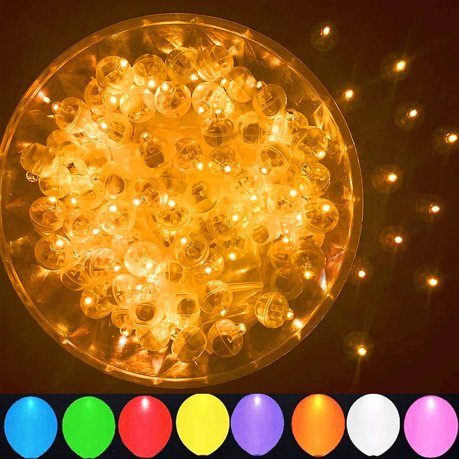 100pcs Multicolor LED Balloon Lights Round Mini Tiny Flash Led Light Colorful 