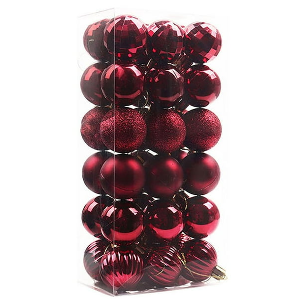 Injueey 36 piezas ventana techo Navidad adorno hogar árbol colgante reutilizable vacaciones decoración ornamento 4cm diámetro Kits de decoración para fiestas Vino rojo