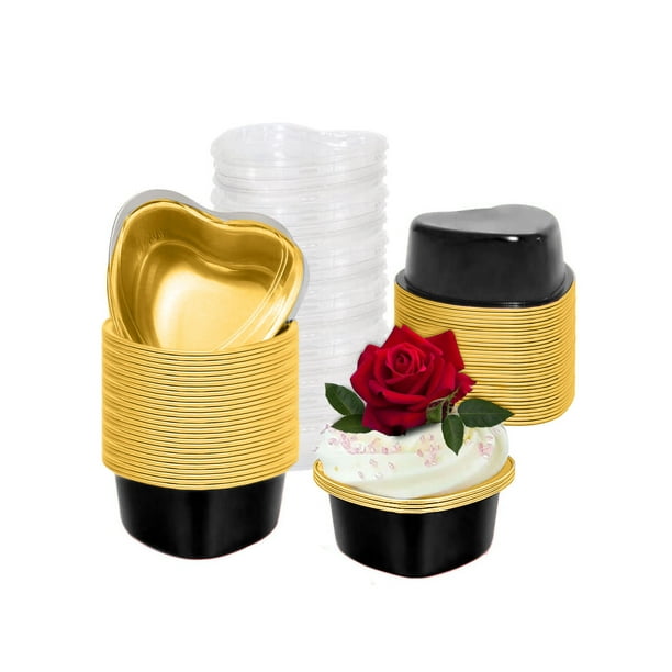 JYYYBF Heart Shaped Cake Pans for Baking ,50 Sets Aluminum Cupcake Cups
