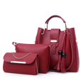 thumbnail image 3 of Bolso de mujer con un solo hombro en diagonal para otoño e invierno, bolso tipo cubo portátil, bolso con borlas, bolso para madre, conjunto de tres piezas, 3 of 6