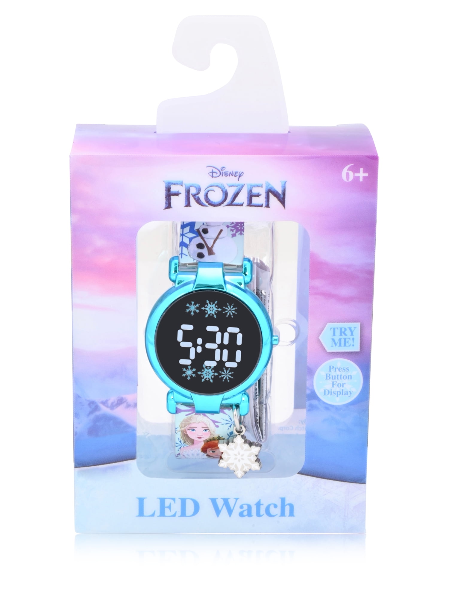 Disney Frozen II Unisex Children's LCD Watch with Dangling Snow Flake Charm - FZN4803WM
