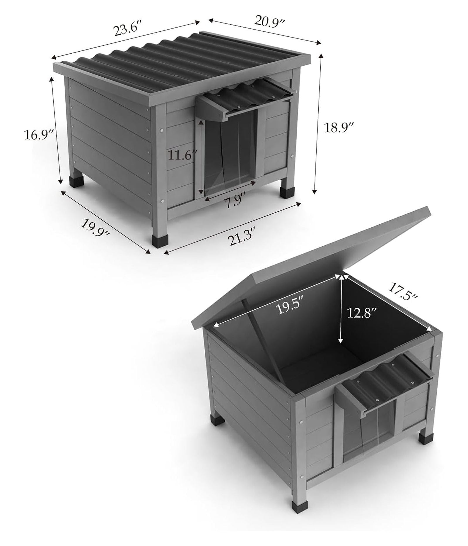 Outdoor Cat House Insulated - Waterproof Feral Cat Shelter for Multiple Cats, Raised Floor, 21.3"L x 19.9"W x 18.9"H