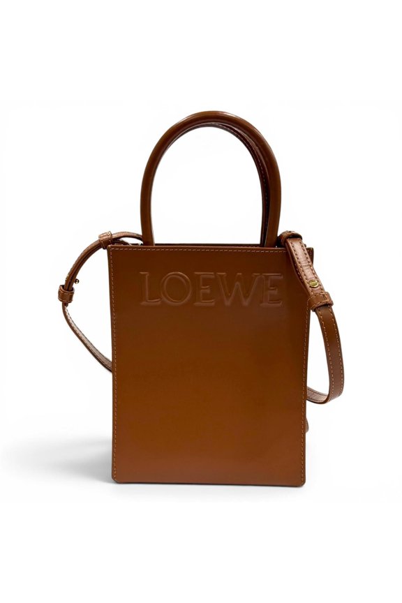 Pre-Owned LOEWE A933S30X01 Standard A5 Tote Tan Leather 2-Way Shoulder Bag Made in Spain Women's