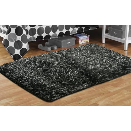 your zone black tinsel fur rug, 2'6" x 3'2