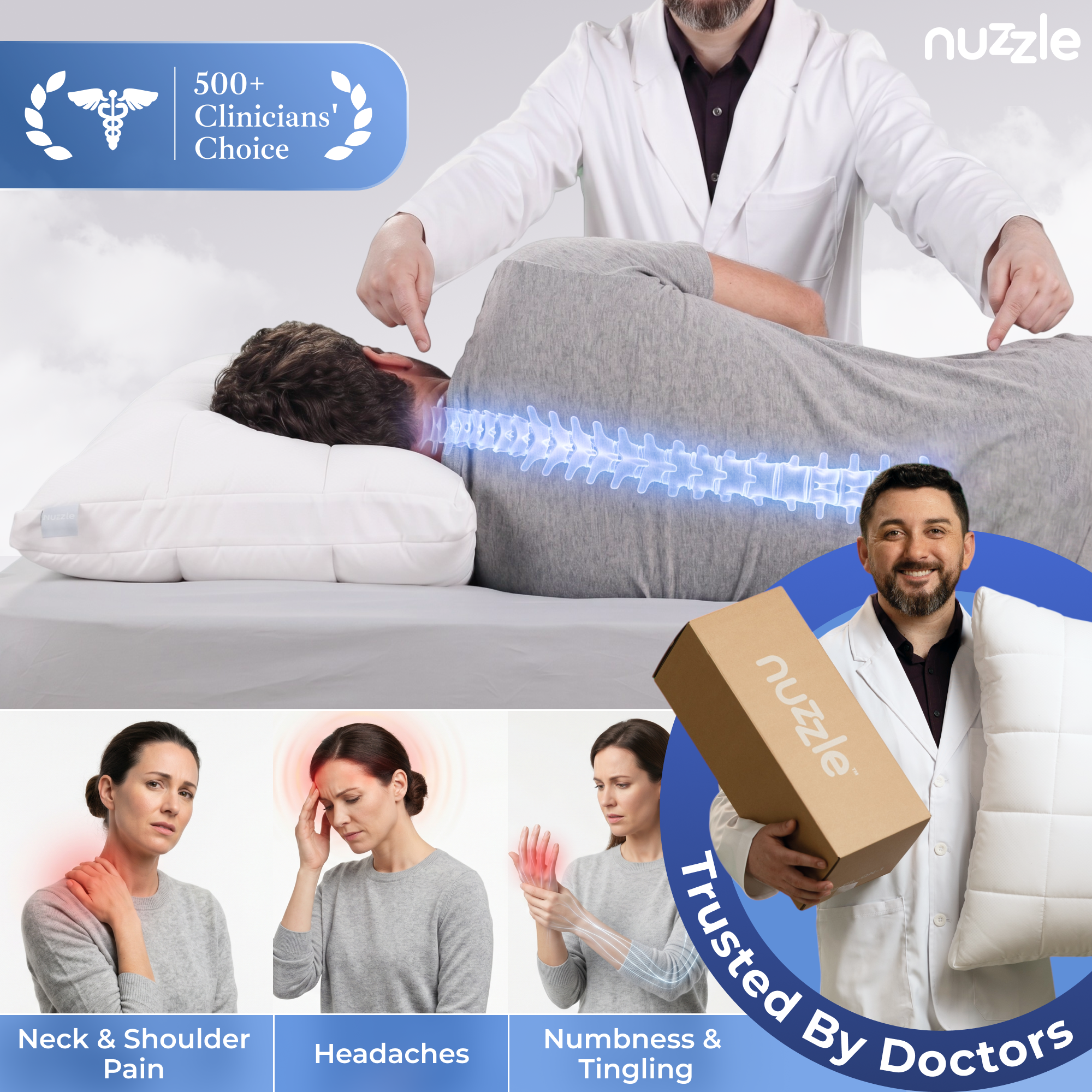 Nuzzle Adjustable Bed Pillow, Standard Size, White photo 6