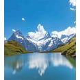 thumbnail image 3 of Landscape Duvet Cover Set, Dreamy View of Alpine Lake with Snow Frozen Peaks Swiss Northern Explore, Decorative 3 Piece Bedding Set with 2 Pillow Shams, Calking Size, Blue Green White, by Ambesonne, 3 of 3