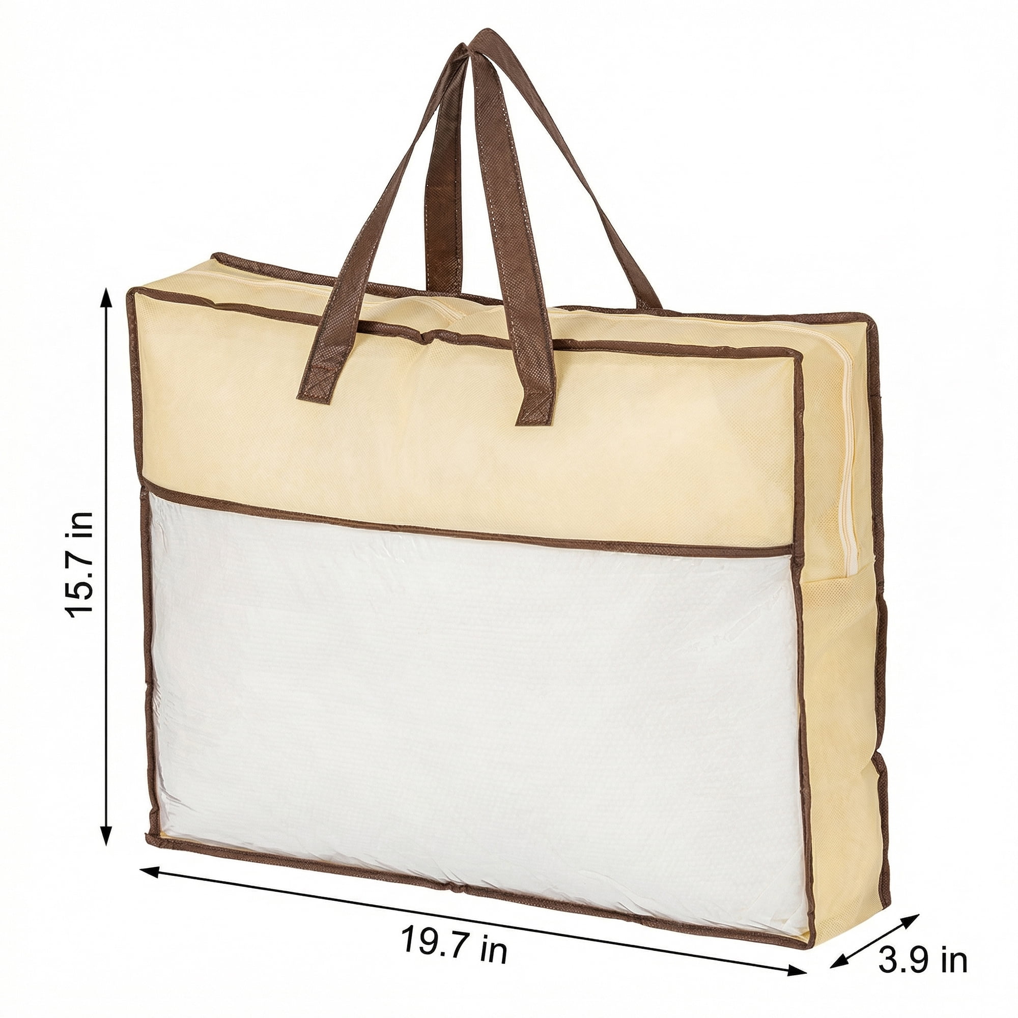 Unique Bargains Storage Bag for Organizing Clothing with Handles Beige 15.7"x19.7"x3.9"
