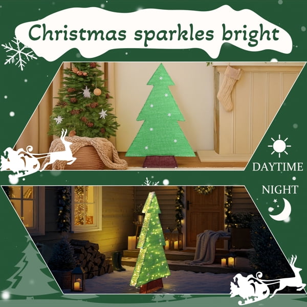 Alvantor 4 ft Lighted Christmas Tree with 110 Warm White LED Lights, Indoor and Outdoor Christmas Decorations