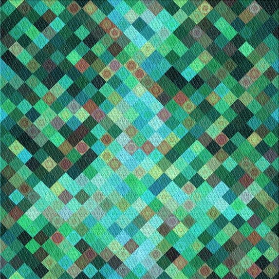 Ahgly Company Indoor Square Patterned Deep-Sea Green Area Rugs, 5' Square