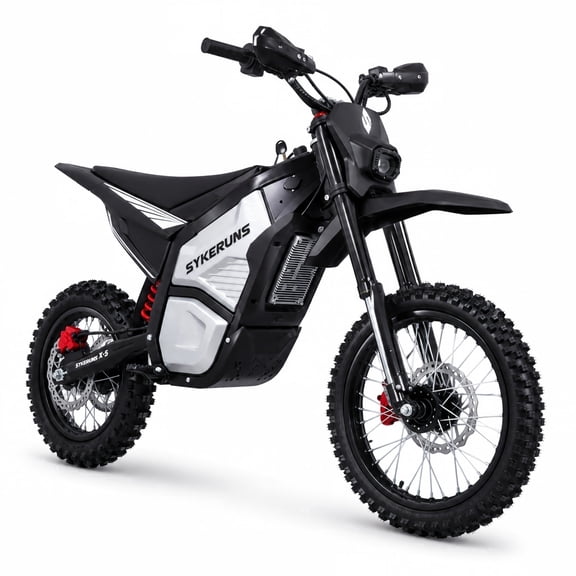 SYKERUNS X5 Adult Electric Dirt Bike, 2600W, Up to 44MPH, 48V 20Ah, 14"/12" Tires, Black