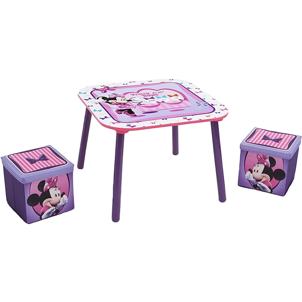 Disney Minnie Mouse Table and Ottoman Set with Storage