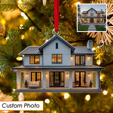Personalized New Home 2D Flat Photo Ornament 2025 + Custom House Address Keepsake + Family Name + Realtor Housewarming Gift
