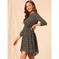 thumbnail image 3 of INSPIRE CHIC Robe Florale pour Femmes Manches Froncées Robes Smockées, 3 of 6