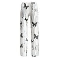 thumbnail image 5 of Women Pajama Pants High Waisted Women Printed Elastic Waistband Drawstring Pocket Fashionable Pajama Full Length Pants Gray M, 5 of 6