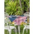 thumbnail image 3 of Outdoor Tablecloth with Umbrella Hole for Patio/Picnic/Party/Camping, Farmhouse Sunflowers Waterproof Table Cloth Round Cover Washable, Country Watercolor Pig Black Plaid (Dia 60"), 3 of 8