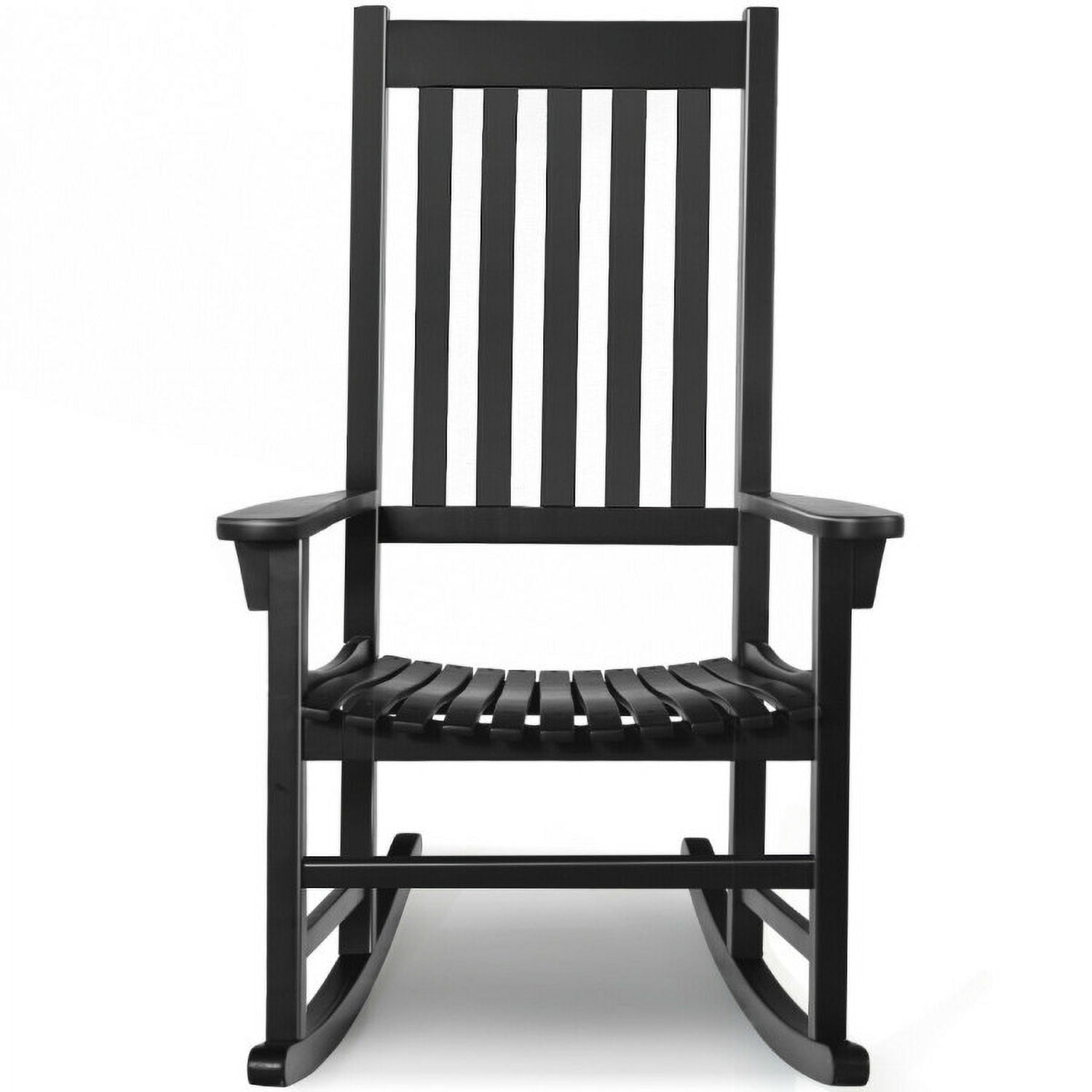 Aimee Lii Outdoor Rocking Chair, Patio Wooden Rocker Chair for Lawn, Porch, Backyard, Indoor and Garden, Black