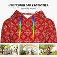 thumbnail image 4 of Fotbe Red White Snowflakes Pattern Womens Long Sleeve Hoodie, Pullover Hooded Sweatshirt, Kangaroo Pocket Hoodie with Eye-catching Drawstrings-XX-Large, 4 of 7