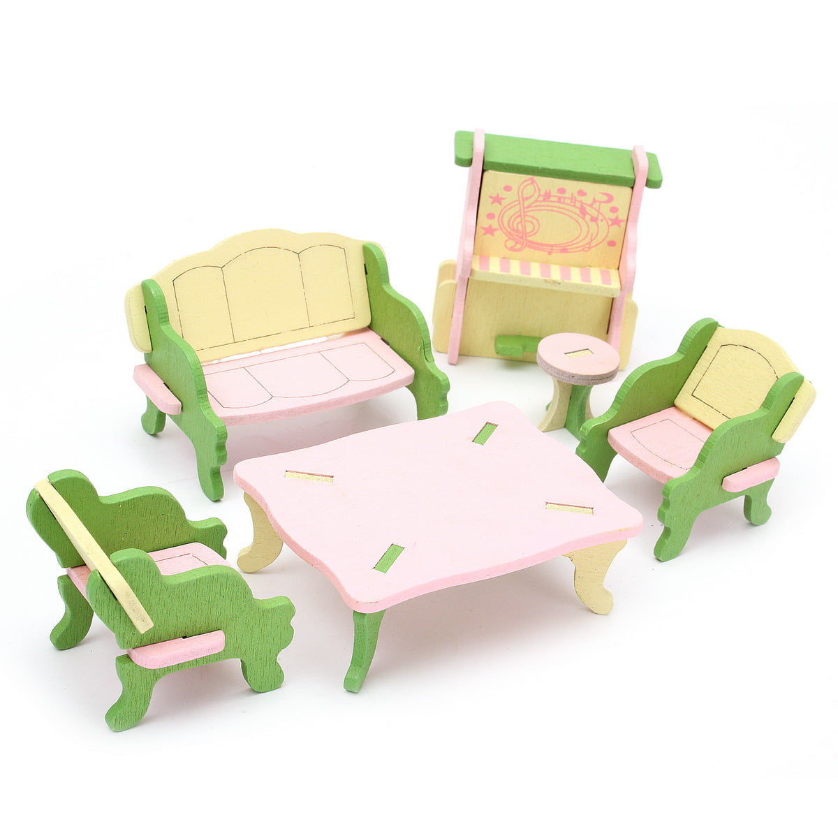 Plastic Dining Table Miniature Kitchen Doll House Furniture Toy Set Gifts Decor 