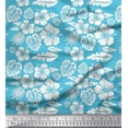 thumbnail image 1 of Soimoi Blue Cotton Duck Fabric Monstera Leaf & Floral Printed Fabric 1 Yard 56 Inch Wide, 1 of 3