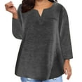 thumbnail image 1 of Timegard Plus Size Tops for Women V-Neck Long Sleeve Solid Color Blouse Fall Casual Loose Comfy Tee Tops, 1 of 4