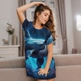 thumbnail image 6 of Salouo Colorful Ocean Whale Print Short Sleeve Sleepshirt for Womens Comfy Nightgown Scoopneck Cute Nightdress Ruffle -Small, 6 of 7