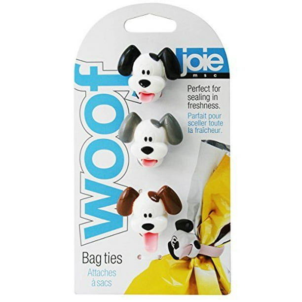 Joie Woof DogThemed Silicone Bag Ties 3pk Multi Purpose Reusable