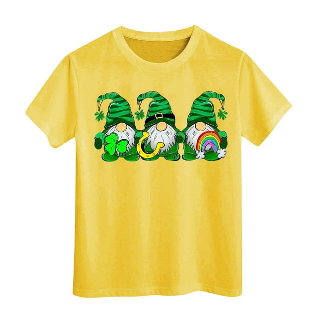 PMVFHDE Hauts d'Été pour Filles T-Shirts pour Fille Hauts Mignons Hauts Courts pour Fille Hauts de Sortie pour Fille T-Shirt à Manches Courtes pour Filles T-Shirt d'Été à Col Rond Coupe Décontractée T-Shirts Basiques Jaune, 6-7 Ans