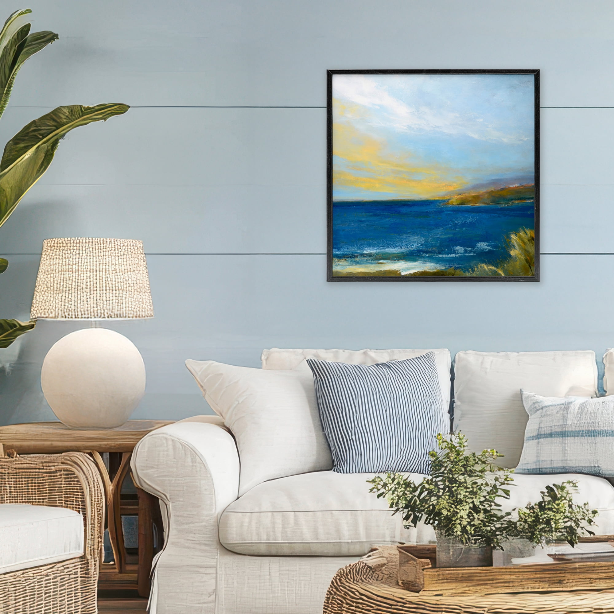 Stupell Industries Vibrant Ocean Light at Dusk Black Framed Giclee Art, design by Patrick Dennis