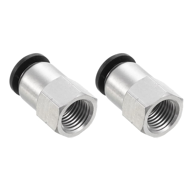 Unique Bargains 2 Pcs 3/8 Inch OD Tube to 1/4 Inch NPT Female Thread Push to Connect Fittings