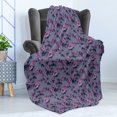 thumbnail image 4 of Roses Soft Flannel Fleece Throw Blanket, Nostalgic Cottage Garden Theme Pink Rose Blossoms on Branches, Cozy Plush for Indoor and Outdoor Use, 70" x 90", Blue Grey Night Blue, by Ambesonne, 4 of 5