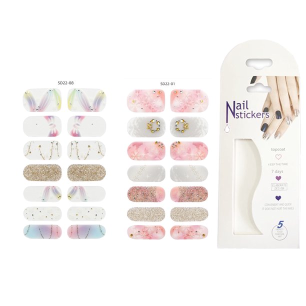 2 pegatinas para uñas con patrón navideño, tiras de esmalte de uñas, tiras adhesivas autoadhesivas para arte DIY
