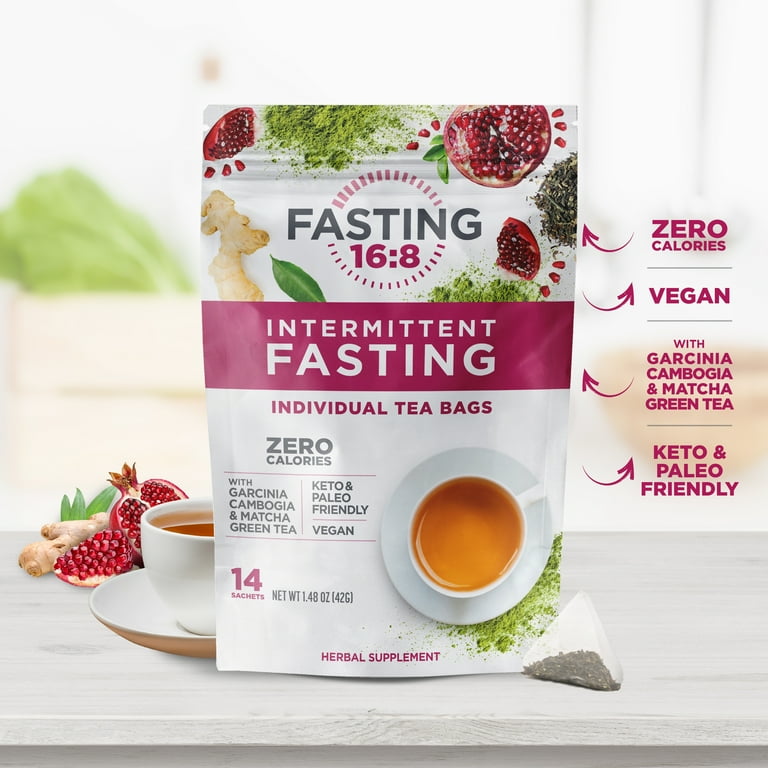Fasting 16:8 Intermittent Fasting Individual Tea Bags, 0 Sugar, 0